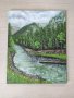 Маслена картина горски пейзаж Река в Рила , снимка 4