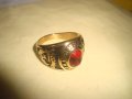 АМЕРИКАНСКИ КОЛЕЖАНСКИ РЯДЪК ПОЗЛАТЕН ПРЪСТЕН от БЛАГОРОДНА СТОМАНА с ФАСЕТИРАН РУБИН 17127, снимка 12
