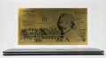 Златна банкнота 1000 Френски Франка (10 нови) в прозрачна стойка - Реплика, снимка 1