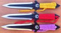 Ножове за хвърляне/кунай/-тип кама-3 броя и 3 цвята, снимка 1 - Ножове - 8909176