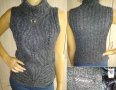 Сива плетена блуза без ръкави, снимка 1 - Блузи с дълъг ръкав и пуловери - 27455630