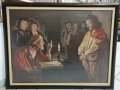 Ръчно ушит гоблен Христос пред Пилат, Стара картина, снимка 1 - Гоблени - 32504264