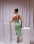 Стилна зелена дамска рокля , снимка 5