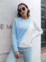 Дамски контрастен пуловер с кръгло деколте и дълъг ръкав, 3цвята - 023, снимка 14