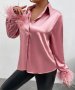 **ХИТ** розова сатенена риза с пера, снимка 1 - Ризи - 44052713