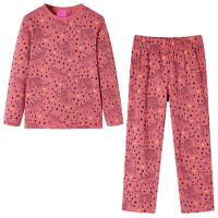 Детска пижама с дълъг ръкав, старо розово, 104(SKU:13760, снимка 1 - Детски пижами - 44905829