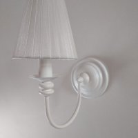 Шаби шик аплик с абажур-Бял ,модерна класическа винтидж лампа за стена с шапка,винтидж, снимка 2 - Лампи за стена - 22892605