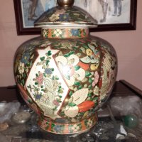 Satsuma Сатцума стара голяма ваза буркан порцелан печат, снимка 2 - Антикварни и старинни предмети - 43170808