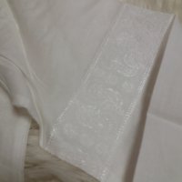 УНИКАЛНО КРАСИВА бяла риза с V-образно деколте с пайети и синци в бохо стил, снимка 4 - Ризи - 38778346
