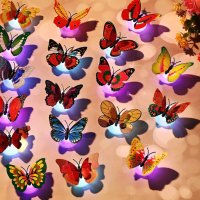 6 бр. Многоцветни светещи 3D пеперуди,нощна лампа,стикер за стена и др., снимка 4 - Други - 43152025