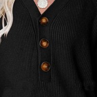 Дамски ежедневен моден плетен пуловер с V-образно деколте, 5цвята - 023, снимка 6 - Блузи с дълъг ръкав и пуловери - 39728515