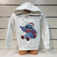 Нов детски коледен суичър с дигитален печат Стич (Stitch) в цвят бял меланж, снимка 6 - Детски анцузи и суичери - 38984768