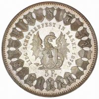 Монета Швейцария 5 Франка 1879 г. Кантон Базел aUNC, снимка 1 - Нумизматика и бонистика - 37915708