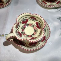 Италиански ръчно рисуван керамичен сервиз за кафе S.C.O Orvieto Italy. Интересен разчупен дизайн., снимка 17 - Антикварни и старинни предмети - 34663467