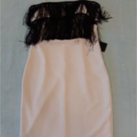 Бяла рокля къса с черни ресни и тънки презрамки , с вградени подплънки на бюста., снимка 3 - Рокли - 37249622