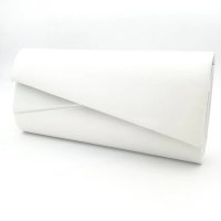 Официална Дамска Чанта Клъч Тип Плик Кожена В Бяло, снимка 2 - Сватбени аксесоари - 44102369