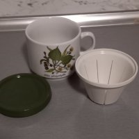Чаша за чай с капак и цедка от баварски порцелан , снимка 7 - Чаши - 43828433