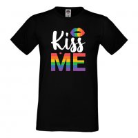  Мъжка тениска Kiss Me multicolor Прайд,Празник.Повод,Изненада, снимка 1 - Тениски - 37102936