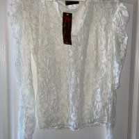 Нова с етикета класическа дантелена елегантна бяла еластична блуза , снимка 2 - Блузи с дълъг ръкав и пуловери - 40142185