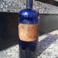 Уникално старо шише,син кобалт,канелево масло, снимка 6 - Антикварни и старинни предмети - 35625863