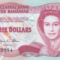 3 долара 1974, Бахамски острови, снимка 1 - Нумизматика и бонистика - 38386018