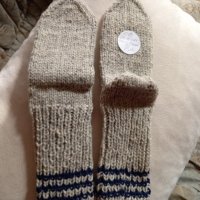 Ръчно плетени детски чорапи от вълна, ходило 22 см., снимка 2 - Чорапи - 39692372