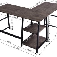 Ъглово бюро, компютърно бюро, L- образна компютърна маса с рафтове 120 x 100 x 75 cm , снимка 2 - Работни маси и бюра - 43489678