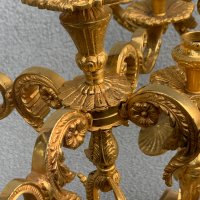 Двойка големи,изящни свещници бронз с позлата-ХХв., снимка 8 - Антикварни и старинни предмети - 13472162