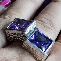 Интересен сребърен пръстен с Пурпурни Аметисти, снимка 13 - Пръстени - 38105772