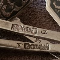 6 броя 1896 Сребърни с ниело лъжички сребро 84 ЦАРСКА Русия , снимка 9 - Антикварни и старинни предмети - 33346324