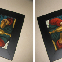 110-годишна немска олеография хромолитография Христос, в дървена рамка 43/53 см, отлична, снимка 4 - Картини - 44857619
