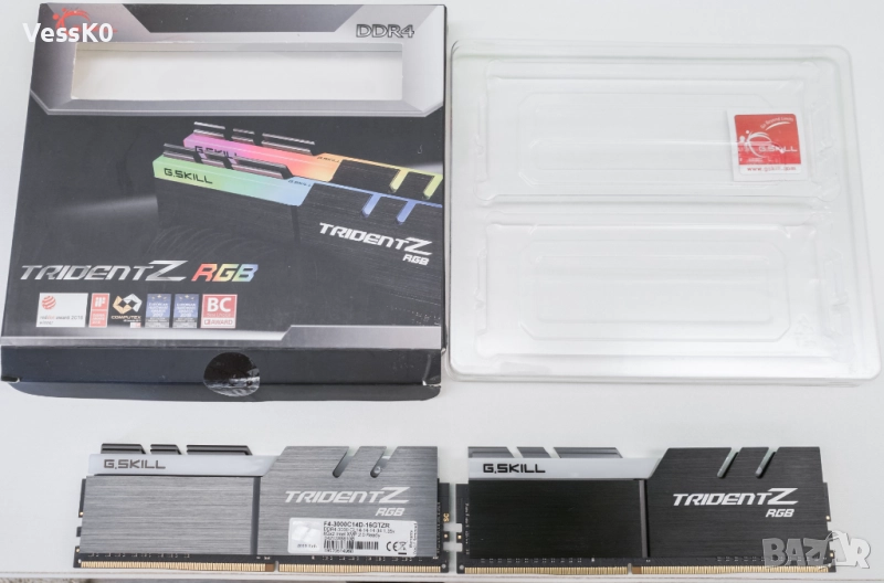G.Skill Trident Z RGB 16GB (2x8GB) DDR4 3000MHz CL14 1.35v KIT, снимка 1