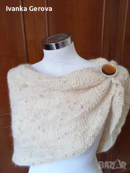 Елегантна наметка,ръчно плетена от вълна и мохер, снимка 1