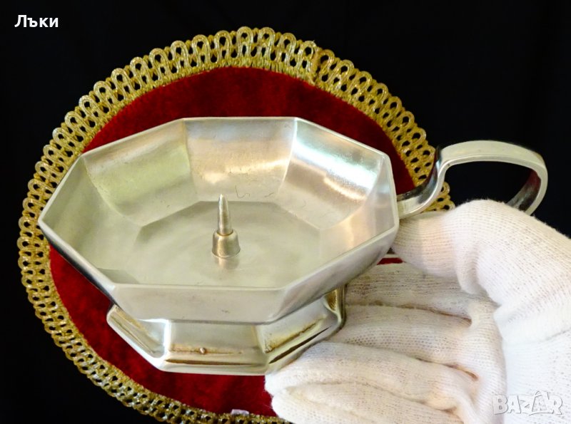 Осемстенен свещник от калай. , снимка 1