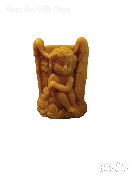 Свещ от натурален пчелен восък с памучен фитил - Ангелче, снимка 1