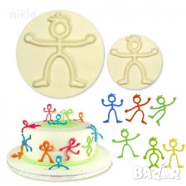 2 бр Stickman magnoman magno man магно мен човече пластмасови форми форма резец печат тесто фондан, снимка 1