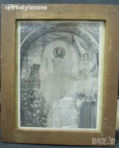 № 6756 стара икона / снимка с дървена рамка , снимка 1