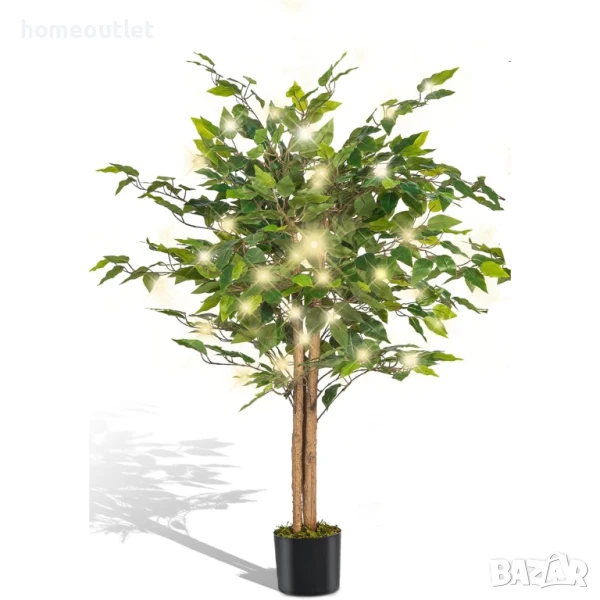 ПРОМОЦИЯ Изкуствен фикус бенджамин с енергоспестяващи лед светлини, к-т от 2бр, 183см A-GE23032, снимка 1