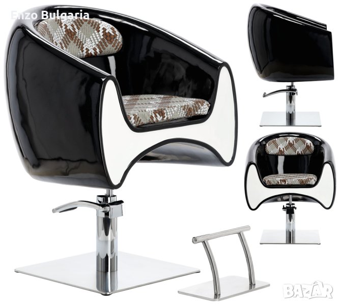 Хидравличен въртящ се фризьорски стол за фризьорски салон с поставка за крака ENZO-643, снимка 1