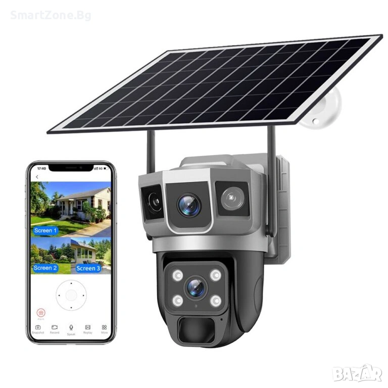 Външна камера, Solar, PTZ, WiFi, 4MP, V380 Pro - VTS02-W, снимка 1