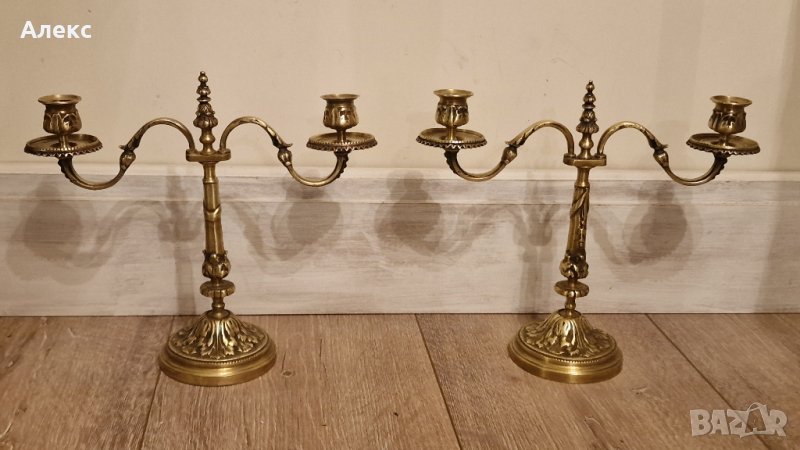 Масивни Френски свещници, Месинг, 2.4кг, снимка 1