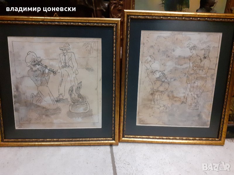 Александър Божинов, рисунка, карикатура, стара картина, снимка 1