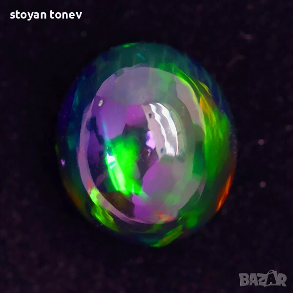 Голям черен опал с изумяваща игра на цветове тип дъга 6.59кт! Нов!, снимка 1