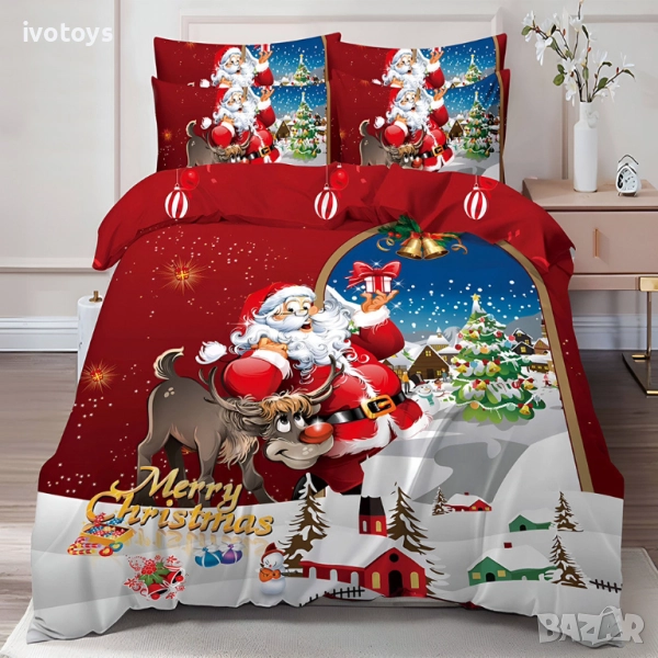Двулицево коледно спално бельо (Реално изображение), 6 части - Модел WS17123, снимка 1