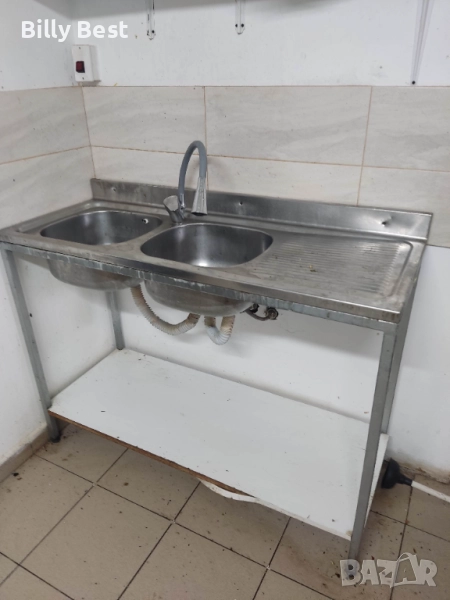 двойна кухненска мивка от неръждаема стомана, снимка 1