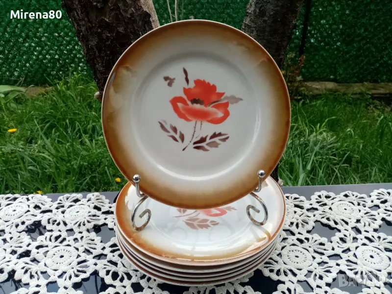 Антикварни десертни чинии - 6 бр., снимка 1