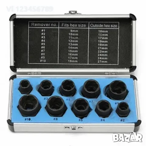 Комплект 10бр. екстрактори за гайки и болтове MAR-POL, снимка 1