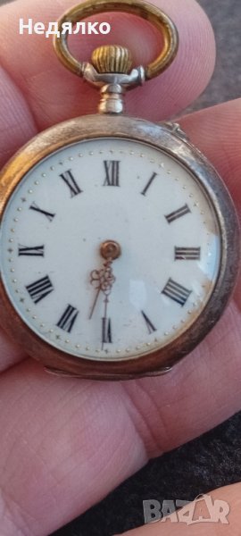 Сребърен,джобен часовник,цветен емайл,швейцарски, снимка 1