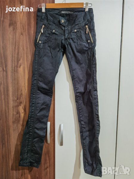 Черен панталон с ниска талия, тесен крачол, снимка 1