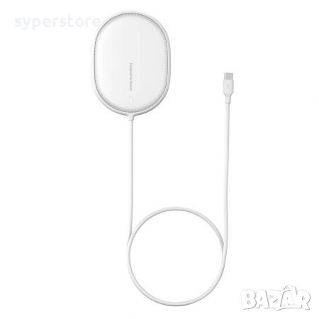 Зарядно за телефон Безжично 15W Baseus WXQJ-02 2A Ultra-Light MagSafe Бяло За iPhone 12, снимка 1